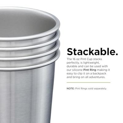 Klean Kanteen Steel Pint 473Ml/16Oz 4 Pack Drinkbeker Brushed Stainless 473 ml Klean Kanteen Steel Pint 473Ml/16Oz 4 Pack Drinkbeker Brushed Stainless 473 ml