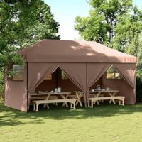 VidaXL Partytent inklapbaar pop-up met 4 zijwanden bruin - thumbnail