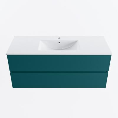 MONDIAZ VICA 120cm badmeubel onderkast Smag 2 lades. Wastafel DENIA midden 1 kraangat, kleur Glanzend Wit.