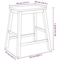 Barstoelen 2 st massief hout wit - thumbnail