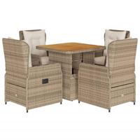 5-delige Tuinset met kussens poly rattan beige - thumbnail