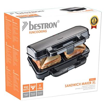 Bestron ASM90XLTG XL Sandwichmaker RVS/Zwart