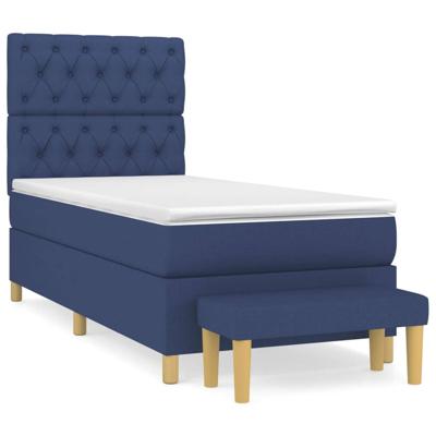 Boxspring met matras stof blauw 80x200 cm
