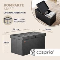 Opvouwbare Zitbank met opbergruimte en deksel - 80cm - Zwart - thumbnail