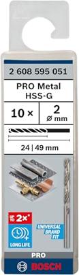 Bosch Accessories 2608595051 HSS Metaal-spiraalboor 2 mm Gezamenlijke lengte 49 mm Geslepen DIN 338 Cilinderschacht 10 stuk(s)