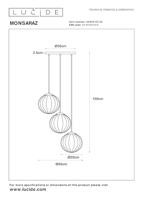 Lucide MONSARAZ - Hanglamp - Ø 35 cm - 3xE27 - Groen - thumbnail