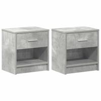 Nachtkastjes 2 st met lade 39x28x41 cm betongrijs - thumbnail
