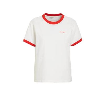 Wrangler T-shirt van biologisch katoen wit/rood