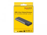 DeLOCK Externe USB Type-C combo behuizing voor M.2 NVMe PCIe of SATA SSD externe behuizing - thumbnail