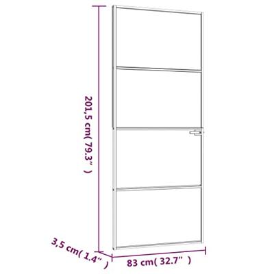 VidaXL Binnendeur 83x201,5 cm gehard glas en aluminium smal zwart