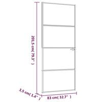 VidaXL Binnendeur 83x201,5 cm gehard glas en aluminium smal zwart - thumbnail
