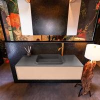 Badkamermeubelset Mondiaz Erin 120 cm met 1 Lade met RIDGE Wastafel Midden Dark grey met 1 kraangat Greeploos Mat Rosee - thumbnail