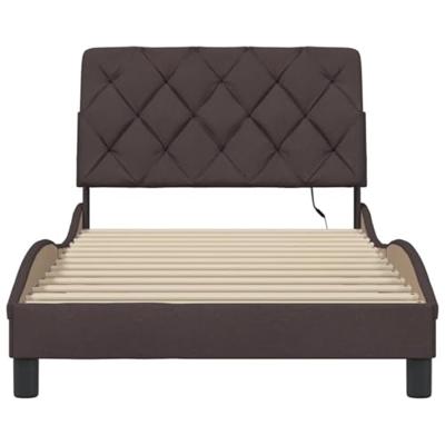 Bedframe met LED zonder matras 100x200 cm stof donkerbruin