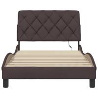 Bedframe met LED zonder matras 100x200 cm stof donkerbruin - thumbnail