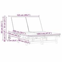 Ligstoel met kussen Bruin 125 x 200 x 84cm Massief acaciahout - thumbnail