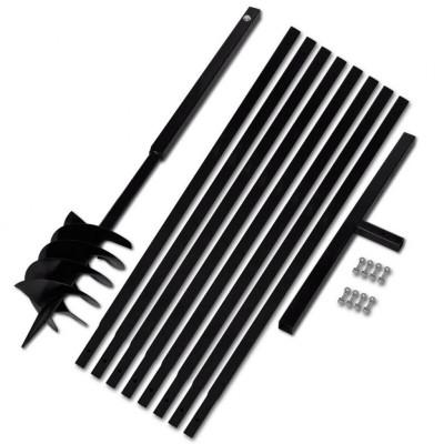 Grondboor met handvat 180 mm en verlengstukken 9 m (staal)