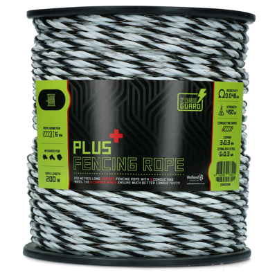 ZoneGuard 6 mm Plus afrasteringskoord zwart en wit 200 m