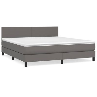 Boxspring met matras kunstleer grijs 180x200 cm