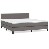 Boxspring met matras kunstleer grijs 180x200 cm - thumbnail