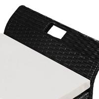 Opbergbankje met kussen 138 cm poly rattan zwart - thumbnail