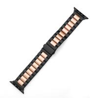 Stalen schakelband - Zwart met rosé goud - Geschikt voor Apple watch 44mm / 45mm / 46mm / 49mm - thumbnail
