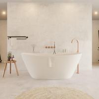 Ligbad Vrijstaand Ideavit Solidseal 163x85x64 cm Solid Surface Mat Wit Ideavit - thumbnail