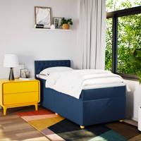 Boxspring met matras stof blauw 90x200 cm - thumbnail