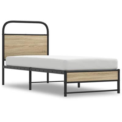 Bedframe zonder matras metaal gerookt eikenkleurig 183x213 cm