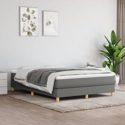Boxspring met matras stof donkergrijs 140x200 cm
