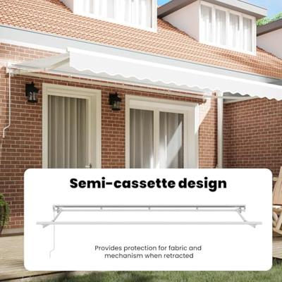 VidaXL Inklapbaar zonnescherm wit 400 x 200 cm polyester en metaal