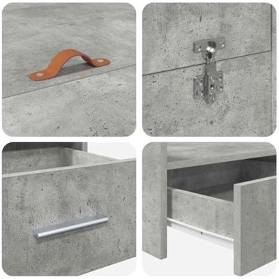 Opbergbedframe met lade Betongrijs 120 x 190 cm Bewerkt hout