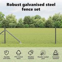 VidaXL Afrasteringspaal grijs 10 x 0,6 m (13 mm gaas) staal en pvc - thumbnail