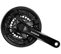 Crankstel 6/7/8 speed Shimano Tourney FC-TY501 met 175mm crankarm 48 x 38 x 28T met kettingscherm - zwart - thumbnail