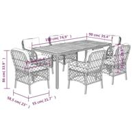 7-delige Tuinset met kussens poly rattan grijs - thumbnail