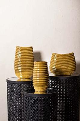 PTMD Reffa Ovale Bloempot - 29 x 12,5 x 23,5 cm - Keramiek - Geel