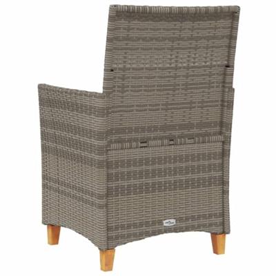 Tuinstoelen 2 st met kussens poly rattan en massief hout grijs - thumbnail
