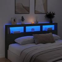 Hoofdbordkast met LED-verlichting 200x17x102 cm zwart - thumbnail