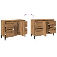 Wastafelkast 80x33x60 cm bewerkt hout artisanaal eikenkleur - thumbnail