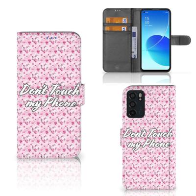 OPPO Reno6 5G Portemonnee Hoesje Flowers Pink DTMP OPPO Reno6 5G Portemonnee Hoesje Flowers Pink DTMP