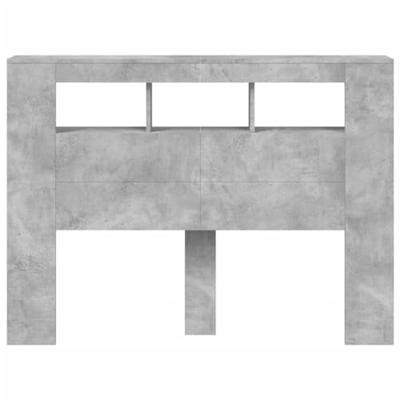 Hoofdeinde met LED 140x18,5x103,5 cm bewerkt hout betongrijs