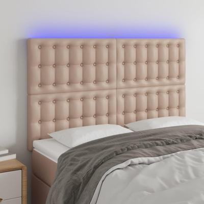 Hoofdbord LED 144x5x118/128 cm kunstleer cappuccinokleurig