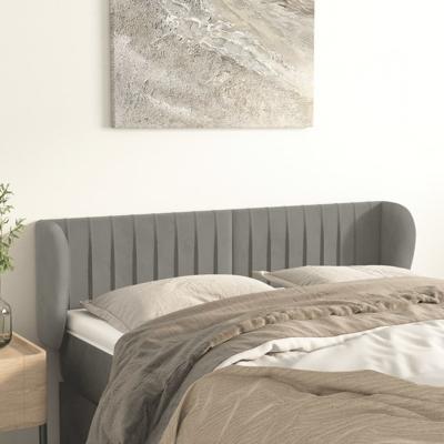 Hoofdbord met randen 147x23x78/88 cm fluweel lichtgrijs