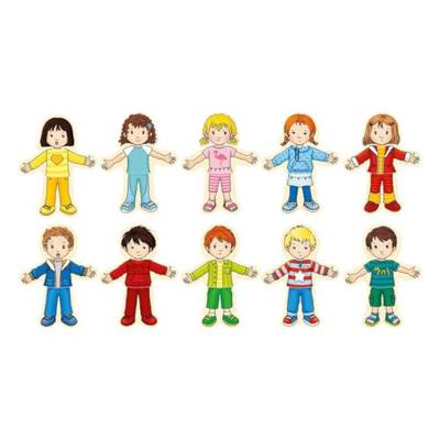 Goki houten aankleedpuzzel jongen en meisje in houten box, 36st.