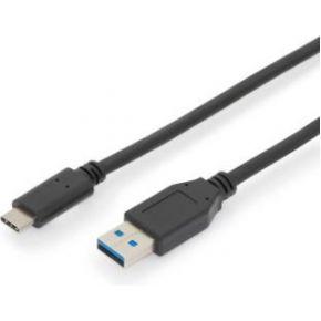 Digitus AK-300146-010-S USB-kabel USB 3.2 Gen1 (USB 3.0 / USB 3.1 Gen1) USB-C stekker, USB-A stekker 1.00 m Zwart Afgeschermd (dubbel)
