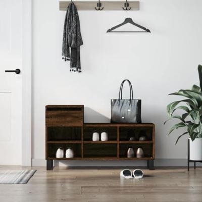 VidaXL Schoenenkast 102x36x60 cm bewerkt hout bruin eikenkleur VidaXL Schoenenkast 102x36x60 cm bewerkt hout bruin eikenkleur