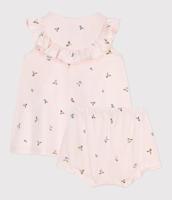 Babyjurk + bloomer met fruitprint PETIT BATEAU rouge - thumbnail