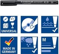 Staedtler Lumocolor 319, permanent marker special, 4 stuks in verschillende schrijfbreedtes, zwart - thumbnail