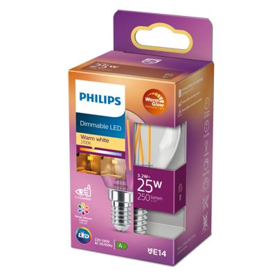 Philips WarmGlow LED lamp Kogel E14 - Dimbaar naar extra warm wit - 3.2W (25W)