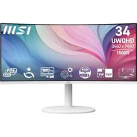 MSI Modern MD342CQPW 34 inch UWQHD gebogen 1500R pc-monitor - VA-paneel 3440 x 1440, KVM, PIP/PBP, breed kleurengamma, oogcomfort, geïntegreerde luidspreker, 3-assig verstelbaar - HDMI 2.0b, DP 1.4 - thumbnail
