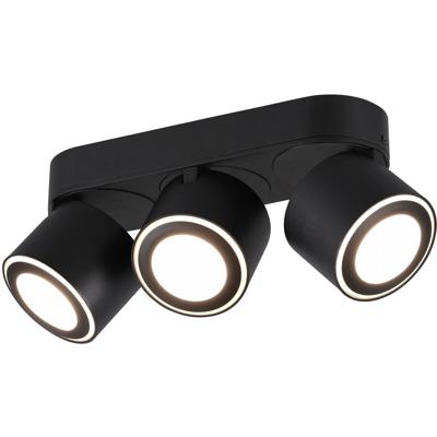 LED Plafondspot 12W Warm Wit 3000K - 3-lichts Rond Mat Zwart Aluminium